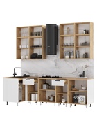 Кухонный гарнитур угловой «Рио» New, 1000×2600 мм, цвет белый глянец/дуб крафт/дуб вотан - Фото 2