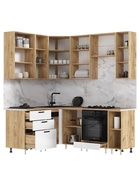 Кухонный гарнитур угловой «Рио» New, 1600×2000 мм, цвет белый глянец/дуб крафт/дуб вотан - Фото 2