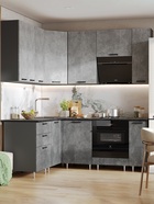 Кухонный гарнитур угловой «Рио» New, 1600×2000 мм, цвет бетон свет/бетон тёмный/графит/кастилло - Фото 1