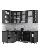 Кухонный гарнитур угловой «Рио» New, 1600×2000 мм, цвет бетон свет/бетон тёмный/графит/кастилло - Фото 2