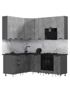 Кухонный гарнитур угловой «Рио» New, 1600×2000 мм, цвет бетон свет/бетон тёмный/графит/кастилло - Фото 3