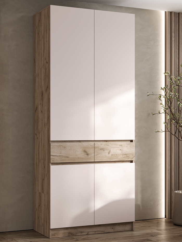 Шкаф двухстворчатый «Роджина», 1000×520×2400 мм, цвет кашемир/дуб крафт серый - Фото 1
