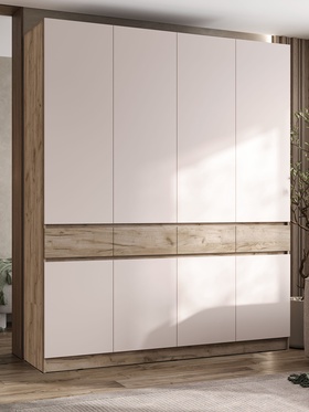 Шкаф четырёхстворчатый «Роджина», 1998×520×2400 мм, цвет кашемир/дуб крафт серый