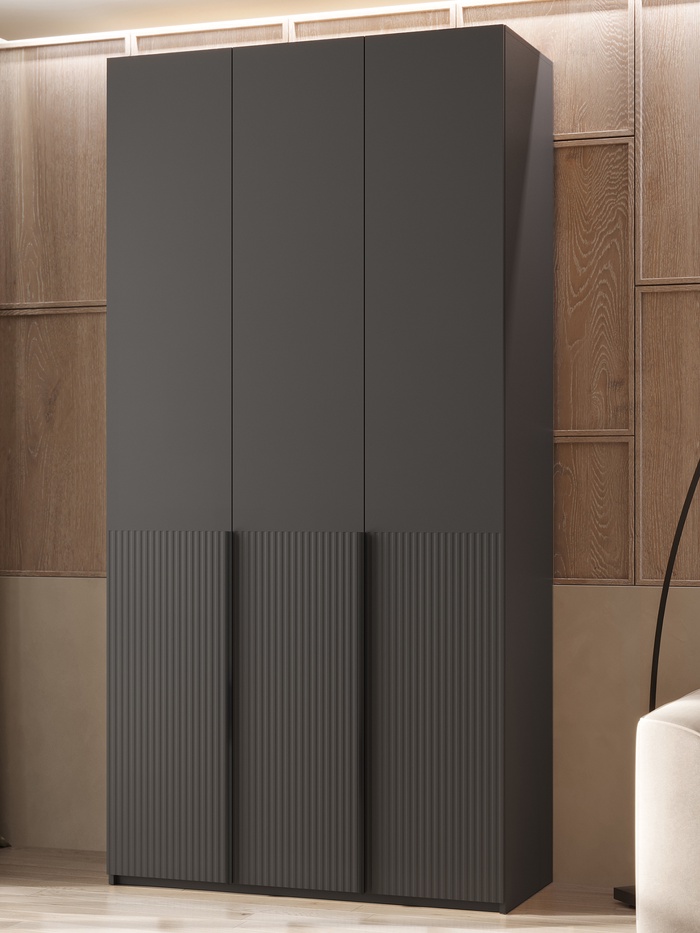 Шкаф трёхстворчатый «Марвэл», 1200×508×2400 мм, цвет браш графит/графит - Фото 1