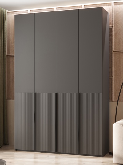 Шкаф четырёхстворчатый «Марвэл», 1600×508×2400 мм, цвет браш графит/графит