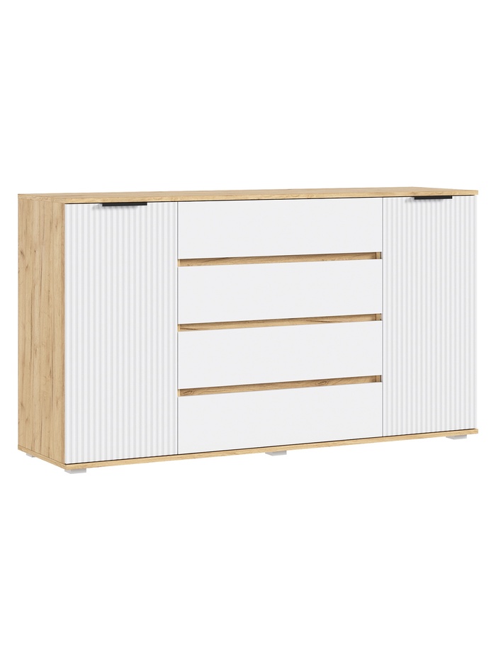 Комод напольный «Марвэл», 2 двери, 4 ящика, 1600×450×900 мм, цвет браш вайт/дуб крафт - Фото 1