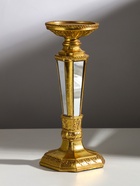 УЦЕНКА Подсвечник полистоун на 1 свечу «Зазеркалье» золото 10.7×10.7×26.4 см - фото 14967129