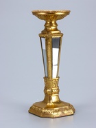 УЦЕНКА Подсвечник полистоун на 1 свечу «Зазеркалье» золото 10.7×10.7×26.4 см - фото 14967130