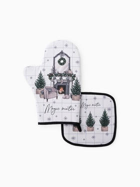 Кухонный набор «Этель» Magic winter: варежка-прихватка 20×27 см, прихватка 19×19 см