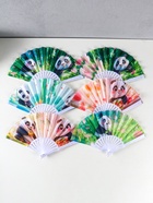 Веер складной «Панда в цветочном саду», 23 см, МИКС - фото 118994237