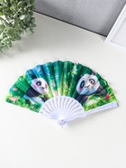 Веер складной «Панда в цветочном саду», 23 см, МИКС - фото 118994238