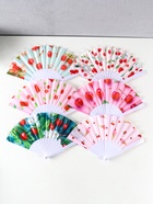 Веер складной «Вишня и цветки», 23 см, МИКС - фото 118994252