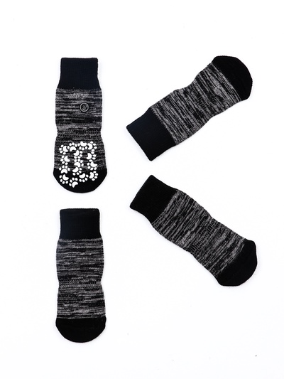 Носки нескользящие «Лапки», L (7.5×18 см), набор 4 шт., чёрные