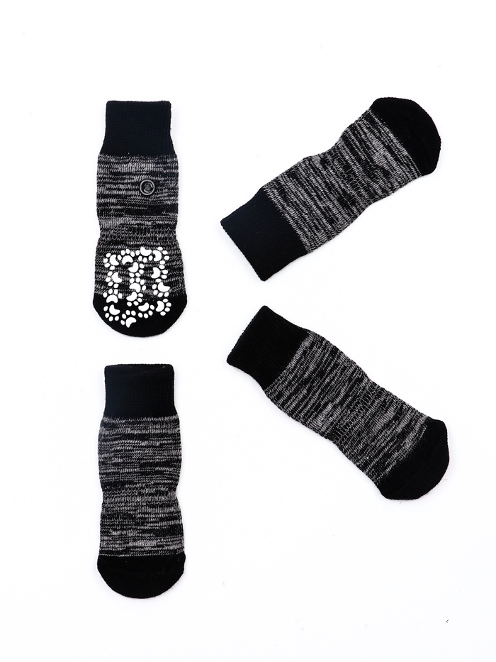 Носки нескользящие «Лапки», L (7.5×18 см), набор 4 шт., чёрные - Фото 1