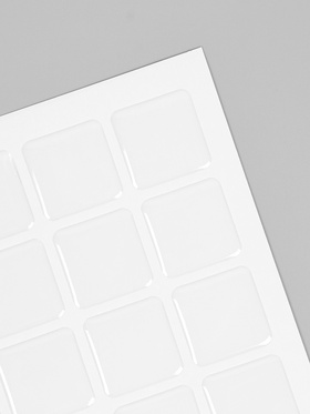 Стикеры эпоксидные прозрачные заготовки 3D 100 шт 2,5 x 2,5 см + самоклеящаяся бумага