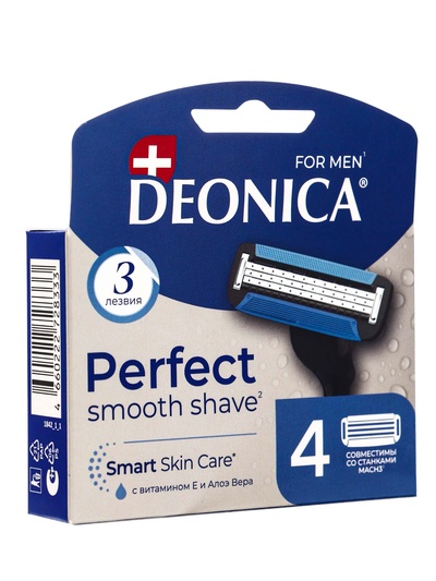 Сменные кассеты DEONICA 3 FOR MEN, 3 лезвия, 4 шт.