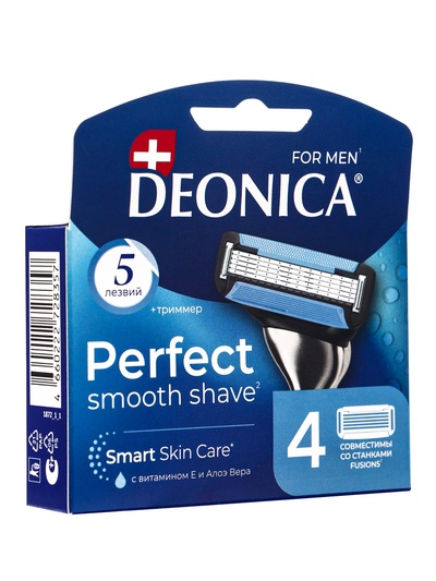 Сменные кассеты DEONICA 5 FOR MEN, 5 лезвий, 4 шт.