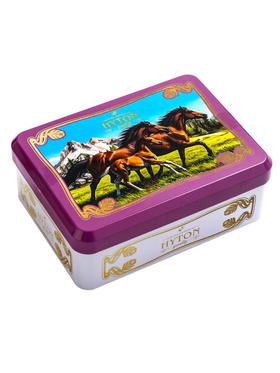 Чай чёрный новогодний HYTON «Шкатулка фиолетовая: лошади», 50 г