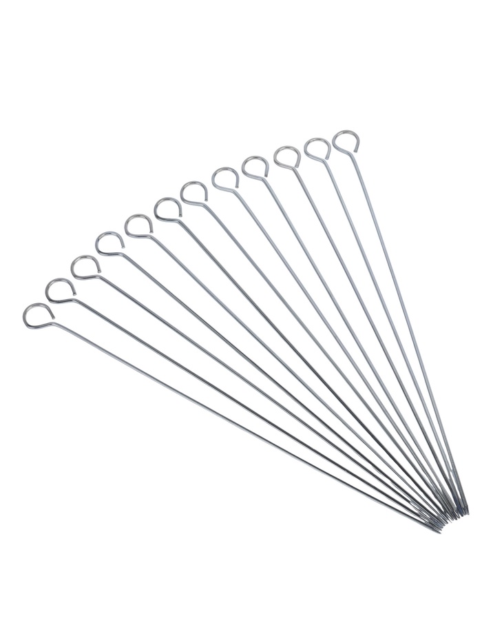 УЦЕНКА Набор шпажек - шампуров для шашлыка, 12 шт., 30 см, рукоять - кольцо, металлические - Фото 1