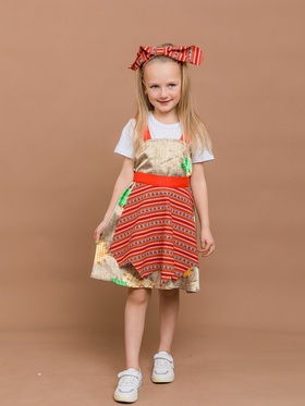 Карнавальный костюм «Бабка Ежка»: сарафан, фартук, бандана, р. 116