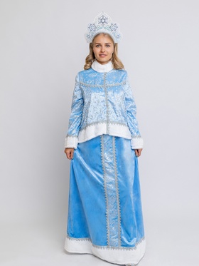 Карнавальный костюм новогодний «Снегурочка Настенька», жакет, сарафан, кокошник, размер 164-44