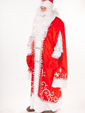 Карнавальный костюм «Дед Мороз»: шуба, шапка, парик, борода, мешок, варежки, р. 182