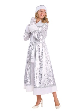 Карнавальный костюм новогодний «Снегурочка», шуба, шапка, варежки, пояс, рост 164, р-р. 52-54