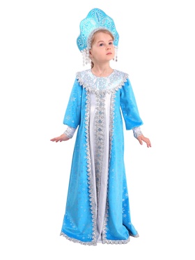 Карнавальный костюм детский «Снегурочка Сударушка»: платье, кокошник, р. 128