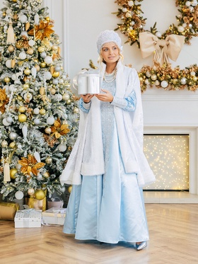 Карнавальный костюм новогодний «Снегурочка Купеческая», платье, шуба, шапка с кокошником, размер 164-50