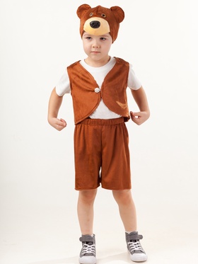 Карнавальный костюм «Медведь Потапик», жилет, шорты, шапка, размер 110-56