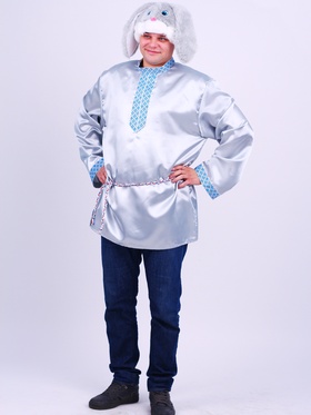 Карнавальный костюм взрослый «Заяц Степаныч», рубаха, шапка, размер 176/54-56