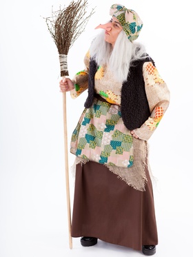 Карнавальный костюм взрослый «Баба Яга»: юбка, рубашка, жилетка, головной убор с париком, нос, р. 164