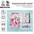 УЦЕНКА Набор: паспортная обложка-облачко и ежедневник-облачко «Flamingo winter party» - Фото 1