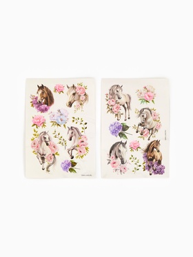 Переводные татуировки детские «Лошади с цветами», 2 листа (комплект 2 шт)