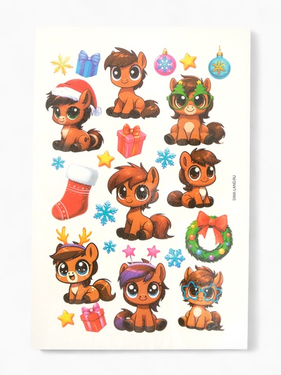 Переводные татуировки «Цветные лошадки», 2 листа