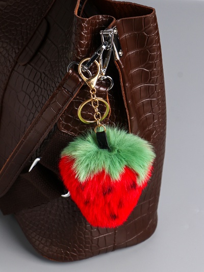 Брелок для ключей на кольце «Пушистик: Клубника», на сумку, рюкзак, красная, 17×8×5 см