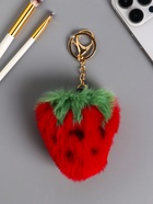 Брелок для ключей на кольце «Пушистик: Клубника», на сумку, рюкзак, красная, 17×8×5 см - фото 809262068