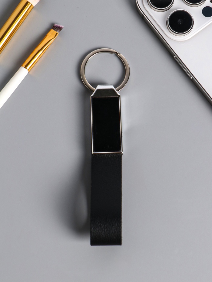 Брелок для ключей под нанесение «Ремешок», размер окна 3.3×1.5 см, чёрный, 11.5×2.8×0.8 см - Фото 1