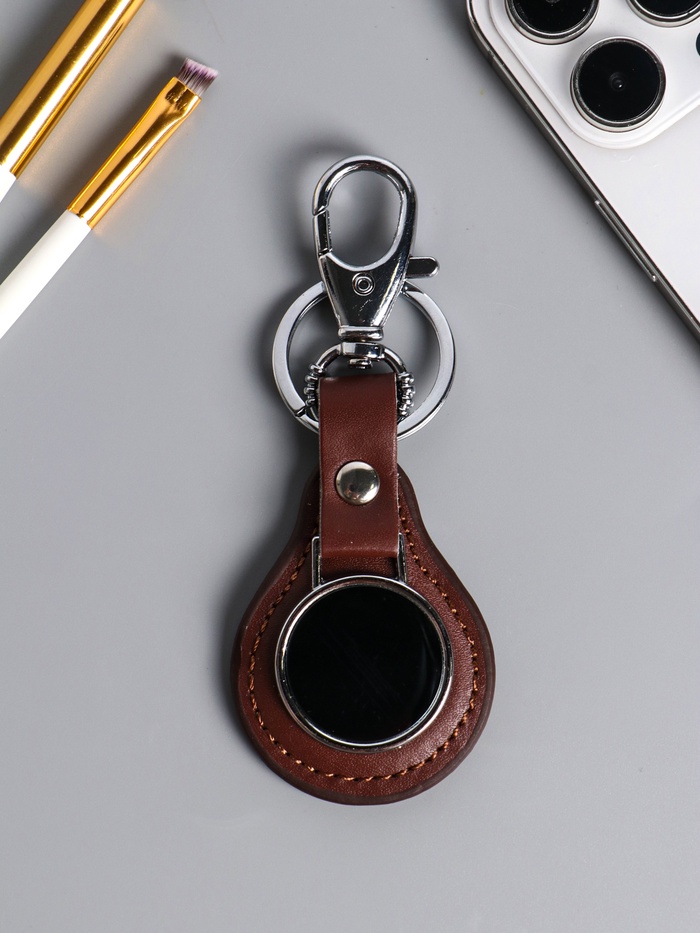 Брелок для ключей под нанесение «Жетон», с карабином, размер окна d=2.7 см, коричневый, 11×4.5×0.7 см - Фото 1