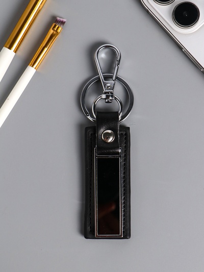 Брелок для ключей под нанесение «Стиль», с карабином, размер окна 4.5×1.3 см, чёрный, 11.7×2.7×0.7 см