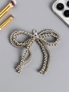 Брелок для ключей на карабине «Двойной бант», под серебро, на сумку, рюкзак, бусины d=0.4 и 0.5 см, 11.5×9.5×1 см - фото 118994381