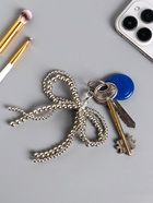 Брелок для ключей на карабине «Двойной бант», под серебро, на сумку, рюкзак, бусины d=0.4 и 0.5 см, 11.5×9.5×1 см - фото 118994383