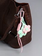 Брелок для ключей на карабине «Цветочки», на сумку, рюкзак, мятно-розовый, с узлом, 25×7×1.5 см - фото 809262140