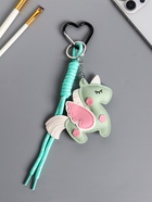 Брелок для ключей на карабине «Единорог с крыльями», на сумку, рюкзак, зелёный, с узлом, 24×10.5×1.5 см - фото 809262153