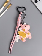 Брелок для ключей на карабине «Единорог с крыльями», на сумку, рюкзак, розовый, с узлом, 24×10.5×1.5 см - фото 809262157