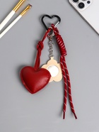 Брелок для ключей на карабине «Сердце с цветком», на сумку, рюкзак, бордо, с узлом, с зеркалом, 26×7×2 10904478