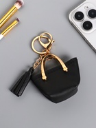 Брелок для ключей с карабином, с кистью «Сумка тоут», на сумку, рюкзак, чёрная, 6.5×3×7 см - фото 809262170