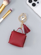 Брелок для ключей с карабином, с кистью «Сумочка. Сова», на сумку, рюкзак, бордо, 5.2×2.5×6 см - Фото 3