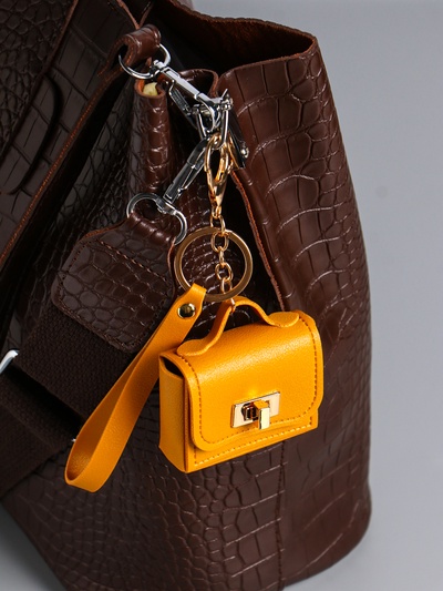 Брелок для ключей с карабином, ремешком «Сумочка», на сумку, рюкзак, чехол для наушников, жёлтый, 6.2×2.5×7 см