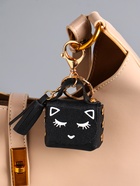 Брелок для ключей с карабином, с кистью «Сумочка. Котик», на сумку, рюкзак, чёрный, 5×2.5×6 см - Фото 1